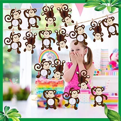 Канају 12 Парчиња Мајмунски Исечоци Од Саќе Висечки Украси За Забави Со Тематика Во Џунгла Висечки Мајмунски Банер Декор Украси За Забави