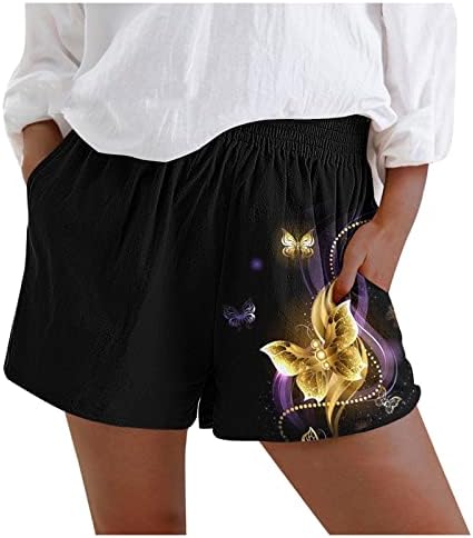 Овермална женска мода лабава висока половината печатени лабави лежерни џебни шорцеви