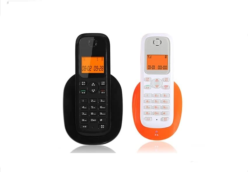 SJYDQ 1 слушалка за телефонски систем безжичен систем со лична карта, портокалова LCD -позадинска осветлена, светлечки копчиња