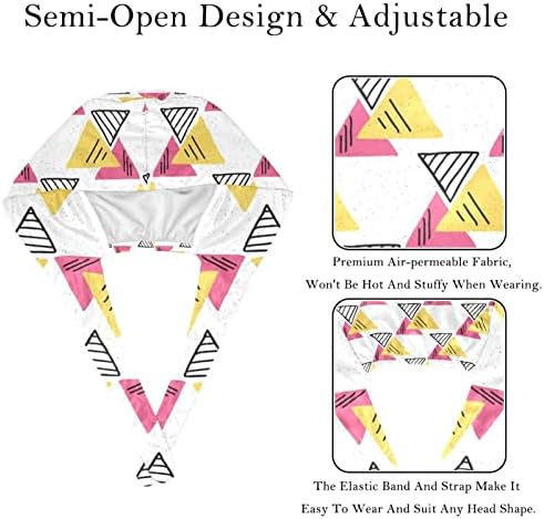 Deyya 2 пакувања Работно капаче со копче и џемпери за жени со долга коса прилагодлива вратоврска за триаголник геометриски геометриски