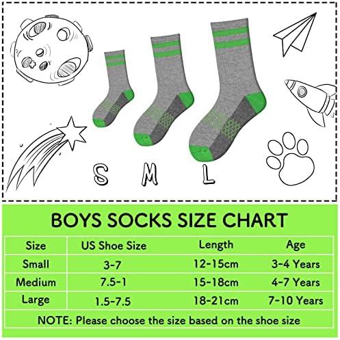 Комфоекс Момчиња Екипаж Чорапи Половина Амортизирани Атлетски Чорапи Памучни Чорапи За Теле За Големи Мали Деца 6 Пара
