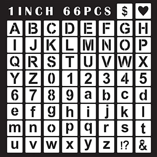 Mossdecal 1 inch Letter Stencils and Numbers, 66PCS Reusable Plastic Alphabet Stencils Symbols Number Templates Kit, Art Craft