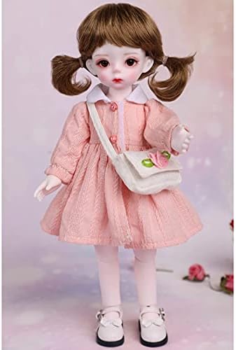 Девојка розова шуплива фустан + торба + шорцеви + чорапи за 1/6 bjd SD кукли облека облечена