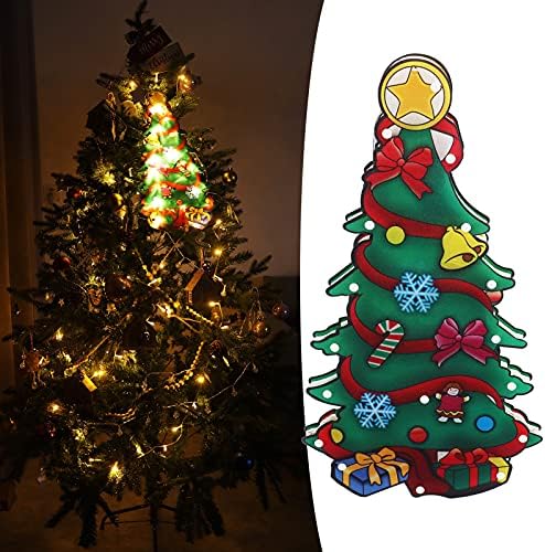 PLPLAAOBO LED Божиќна светлина за Божиќна декорација, ПВЦ Осветли фестивалски прозорец Контури на новогодишна елка со вшмукување чаша за декорација