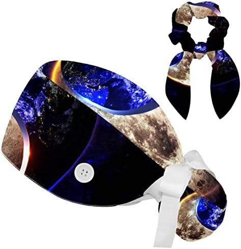 3Д јин Јанг Месечина Земја Земја Дише работно капаче со копче, лакова коса, една големина одговара на сите
