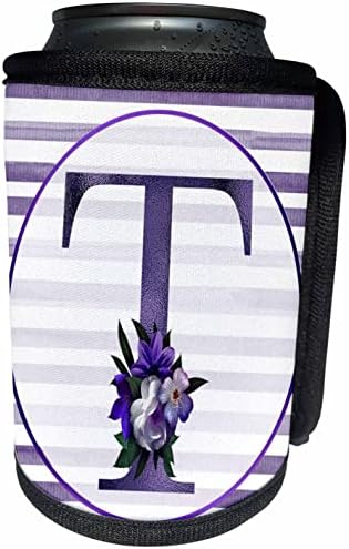 3dRose Прилично Виолетова Цветни И Ленти Монограм Почетна Обвивка За Ладилни Шишиња T - Can