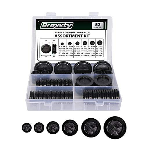 Brexxty 104 парчиња гумени громи за жици - гумен комплет за гром во 6 избрани големини на дупки за дупчење - приклучоци за гумени дупки за поправка на автомобилски и хардв?