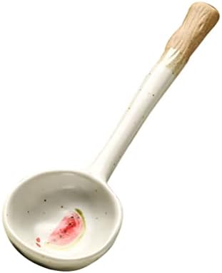Operitacx јапонски рамен јапонски стил керамички лажица, лажици рачки, лесни лажици на опумен, големи супи лажици со симпатична