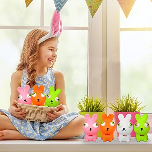 Велигденски пискави зајаче Велигденски корпи за корпи, 4pack Обожјето на зајакот за зајакнување на играчки Стрес олеснување фид играчки
