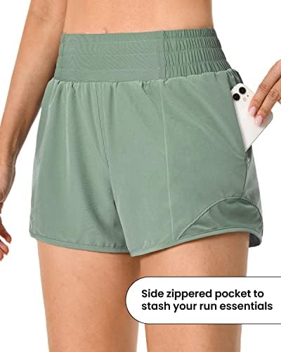 Gymенски виножито женски високи половини атлетски шорцеви Брзи суви шорцеви за лесна тежина со џебови за вежбање во теретана шорцеви