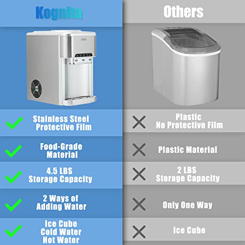 Kognita 2 in 1 Counter Top Mod Moaker & Dispenser Combo, Male Mation Macher Macher Water Cooler Dispenser обезбедува топла и ладна вода, коцки