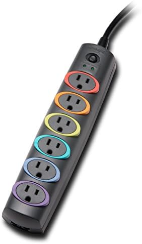 Kensington Smartsockets 6-Outlet, 6-метарски кабел и 670 Joules Basic Surge Protector