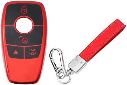 Nuith for Mercedes Benz Fob Case со приврзок за клучеви, клучен капак со светла раб за Benz A S C E G Class GLC GLA CLA, мека тава за клучеви