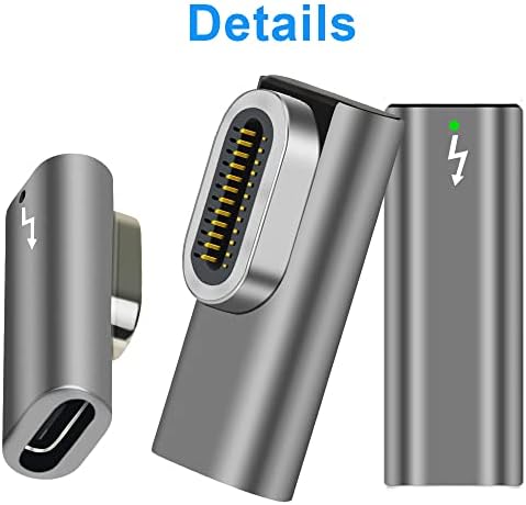 Адаптер Ansbell Magnetic USB C 24pins, Thunderbolt 4 Адаптер за магнетски тип Ц, со брзо полнење со 100W, трансфер на податоци од