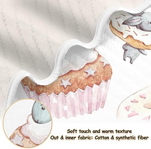 Swaddle Sweats Sweet Rabbits Cake Cake Cake Cotton Cafte за новороденчиња, примање ќебе, лесен меко висино ќебе за креветчето,