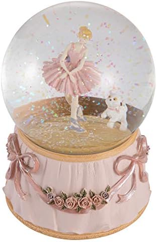 Dreamwizor Balerina Snow Globe игра Greensleeves Music Ballet Dancing Girl со кутре што ротира механичко и музичко стакло Снежен свет 4 инчи