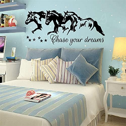 Diuangfoong Chase вашите соништа w коњи и starsвезди Декларална wallидна винил налепница Детска соба ноќна желба за барел трки со бои коњи