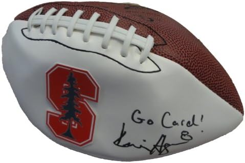 Кевин Хоган го автограмираше Стенфорд кардинал лого фудбал w/доказ, слика на потпишување на Кевин за нас, Стенфорд Кардинал, 2013 Роуз Боул