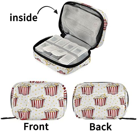 Ollabaky Popcorn Dot Pill Case 7 дена Организатор на пилули Патувања Преносен неделен сад за торбички со кутии со патент за држач