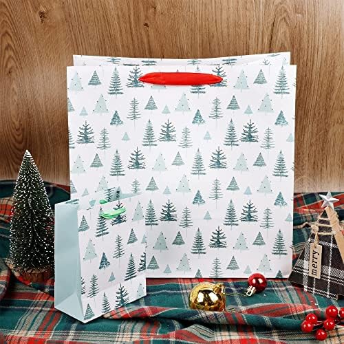 Лулу дома Божиќни торби за завиткување, 24 пакувања разновидни вреќи за подароци за хартија со големина, поставени со рачки, XMAs