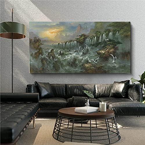 Mountainидна уметност планина и вода со вода рачно насликано масло за сликање wallидна уметност дневна соба wallидна уметност wallидна уметност декорација нафта слика 78x39inch