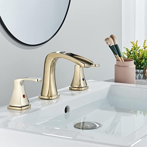 Neierthodore 8 -инчен бања мијалник за мијалник широко распространета четкана златна лапа за мијалник со поп -одвод, 2 рачки 3 дупки