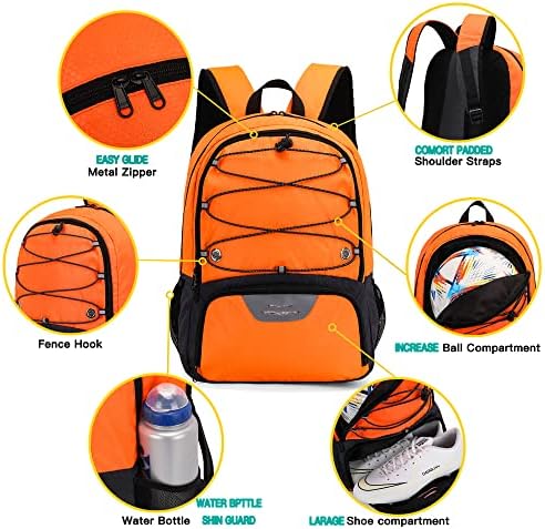 HSMIHAIR Младински фудбалски торбички ранец и & ранец за фудбалска одбојка кошарка, со топка за преграда и посебен пакет за обука на