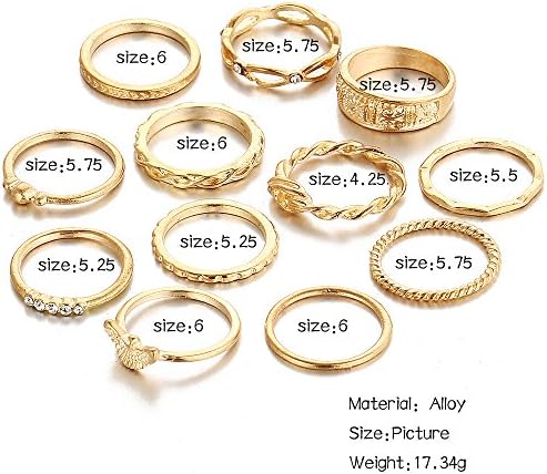 Womenените ветуваат прстени 12 парчиња/поставени боемски ринг -прстени жени гроздобер стабилни прстени за ангажман за жени накит