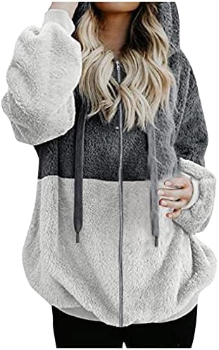 Foviguo бели зимски палта за жени, деловно работење со долг ракав Зимски пуловер женски случајно плус големина на мека мека мека