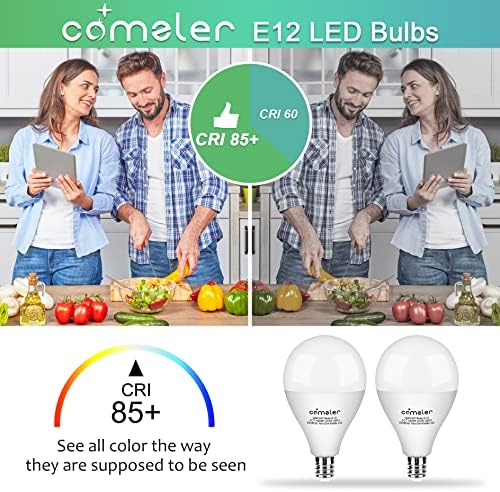 Comzler E12 LED Сијалица Канделабри База, Мала Сијалица 60 Вати Еквивалентен 4000K Природна Дневна Светлина, Лустерот Таванот Вентилатор