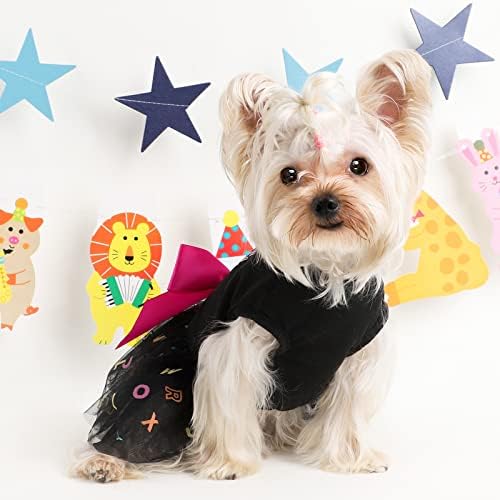 Облека за роденден на кучиња - Печати разнобојни азбучни мрежи фустани за мали средни кучиња, совршена летна туту принцеза домашно кутре облека