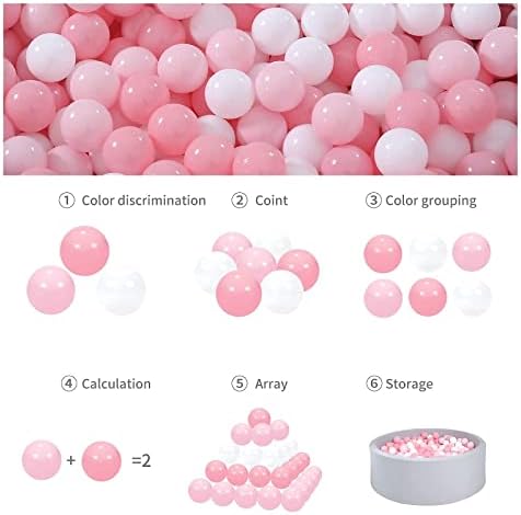 Gogoso 100 парчиња 2.16inch Бела бела чиста топчести топки со топки со 100 парчиња 2,16 инчи 2 розови бели пластични топки