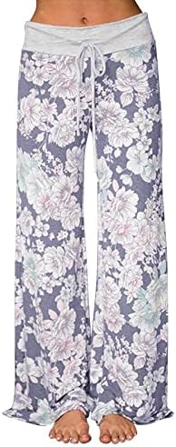 Pantsенски панталони Етија 2xl, женски печати еластично високо половината од рака на половината, бохо, долги панталони памучни панталони
