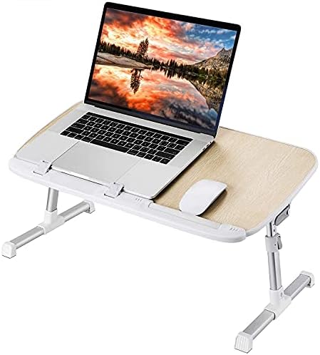 Лаптоп биро, компјутерска лента за кревет лаптоп табела прилагодливи клупи за скут за јадење Студија за работа, преклопен и преносен, 23,58 × 12,59