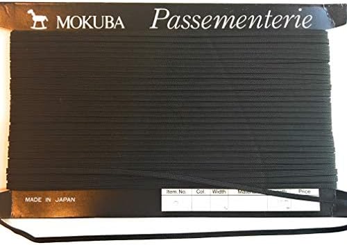 Mokuba Passementerie 13mm 1/8 '' црна миди плетенка рајон, рамна шиење на плетенка, ватирање на кастрење 54 јарди
