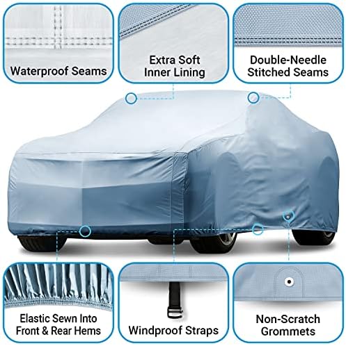 iCarCover Одговара: [Ford Mustang Кабриолет] 2015-2022 Целосна Покривка За Автомобил Водоотпорна Сите Отпорни На Временски Услови Прилагодено