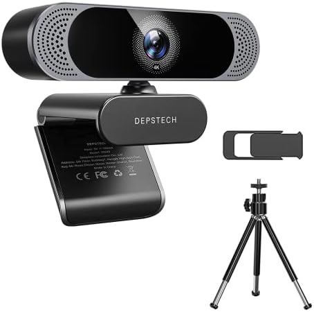 DEPSTECH DW49 Веб Камера 4K, Доаѓаат Со Статив И Приватност Покритие, Приклучок И Игра USB Компјутер Веб Камера За Про Стриминг/Онлајн Настава/Видео