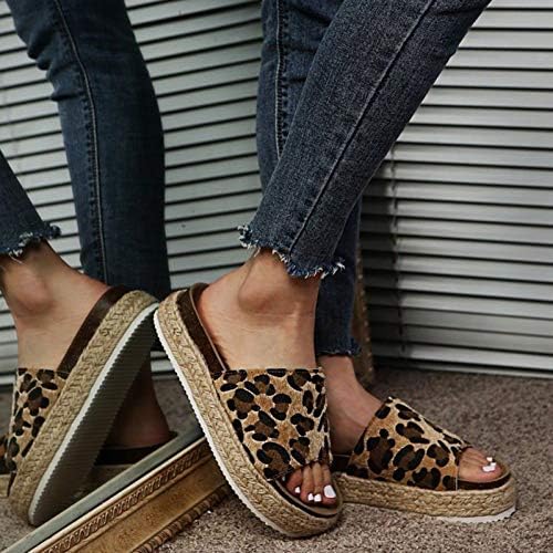 Папучи слајдови за жени жени папучи летни платформи на отворено обични чевли за пети отворени модни клинови леопард жени сандали 2022