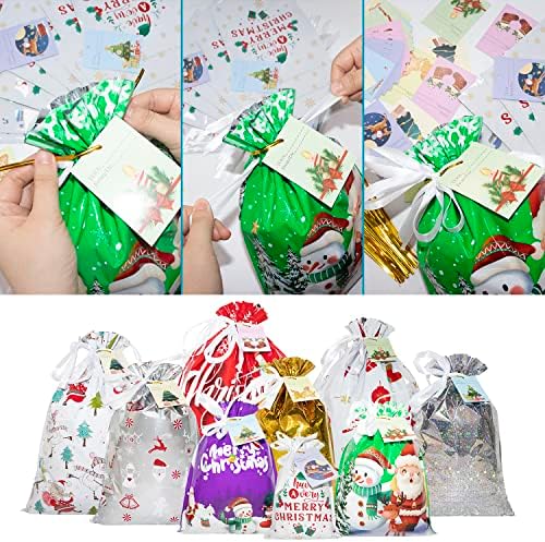 Адубор Божиќни Торби За Подароци - 42 ПАРЧИЊА Избрани Големини Божиќни Торби За Завиткување Подароци За Божиќни Украси Мали