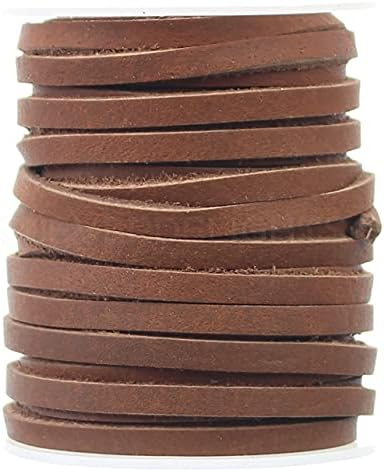 Cleverdelights Brown 1/8 Кожен рамен кабел - 25 стапки - 3,5 мм оригинална кожа лента