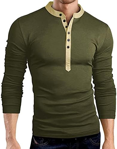 Врвови за мажи од Бејбеја за мажи, 2021 година, машко копче Хенли предна плоча со долги ракави, тенок-фит-обичен маици, основни маички
