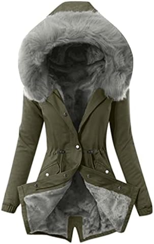 Nokmopo женски зимски палто дами палто женски зимски топло дебело долга јакна со качулки за зимско лесен палто