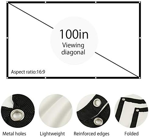 120 инчи преклопен филмски проектор Екран 16: 9 Позадина за патувања за домашно кино DLP бело без набори црно-еднострано