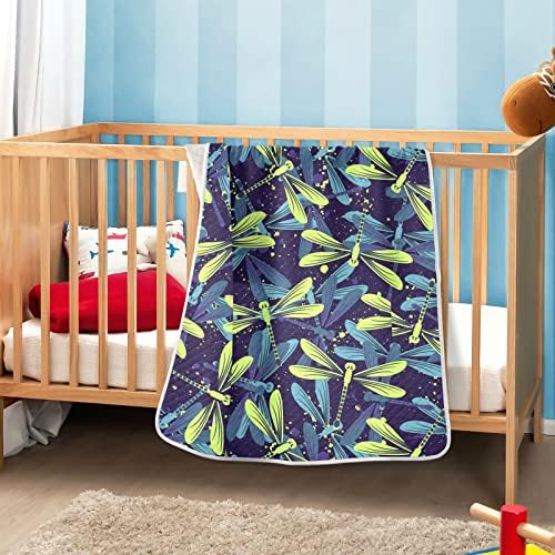 Swaddle Claintte Dragonfly Cotton Conce за новороденчиња, примање ќебе, лесен мек ќебе за креветче за креветчето, шетач, ќебиња