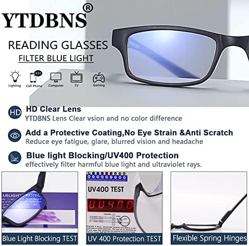 ИТДБНС 4-Пакет Очила За Читање За Жени-Мажи Сина Светлина Што Ги Блокира очилата За читање Јасни Читачи На Леќи Пролетни Очила За Читање