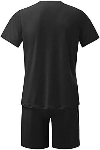 2023 Casual Sport Set for Mens Mens Two Pize Suble Solid O-врат Краток ракав одговара на маички за кратки џемпери