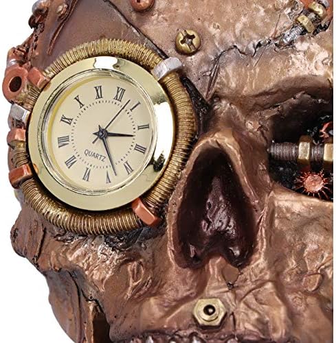 Немисис сега, бронза, исфрлена фигура на скелетот на черепот Steampunk, 19 см