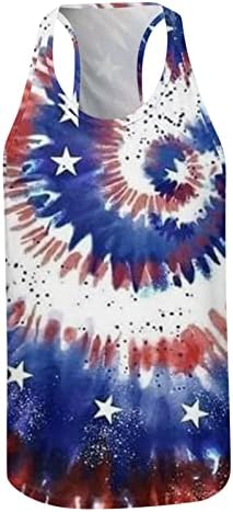 Ubst Mens Paturicap Tops, 4 -ти јули вратоврска боја американско знаме без ракави врвови на летни тренинзи, стринг салата за салата