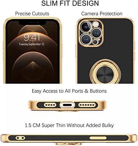 Бентобен Случај за iPhone 12 Pro max, Iphone 12 Pro Max Случај Со Ротација На Држачот На Прстенот Kickstand Флексибилен Tpu Браник Заштитен