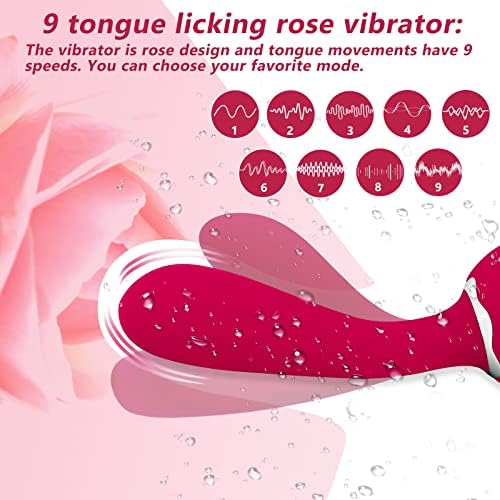 Играчки за розови секс ， 2in1 сексуален стимулатор на роза ， вибратор за жени, возрасни дилдо, G Spot Clitoralis стимулатор ， со лижење 9